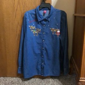 Beautiful Christmas denim shirt
